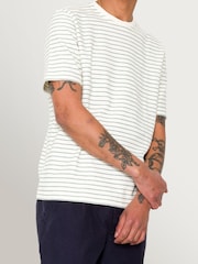 Folk White Short Sleeve Textured Stripe T-Shirt - Image 6 of 10