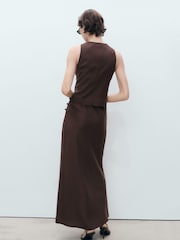 Mango Brown Linen Blend Maxi Skirt - Image 2 of 8