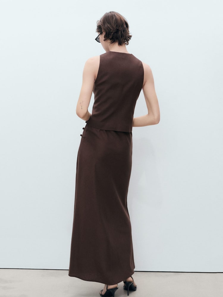 Mango Brown Linen Blend Maxi Skirt - Image 2 of 8