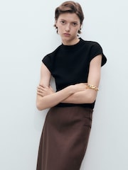 Mango Brown Linen Blend Maxi Skirt - Image 4 of 8