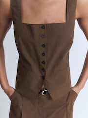 Mango Brown Button Waistcoat - Image 4 of 9