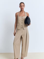 Mango Natural Barrel Leg Trousers - Image 2 of 3