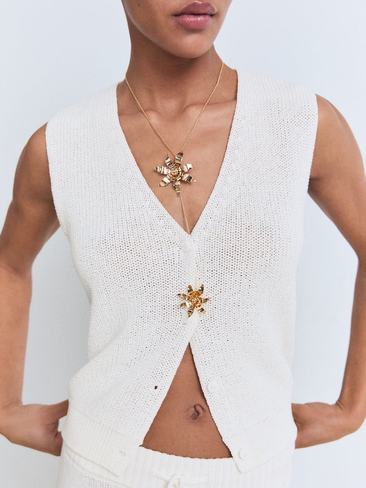 Mango White Knitted Waistcoat - Image 2 of 4 Mango White Knitted Waistcoat - Image 2 of 4
