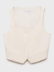 Mango Natural Linen Blend Waistcoat - Image 5 of 6