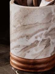 N. Premium Marble and Wood Utensil Pot - תמונה 2 מתוך 3