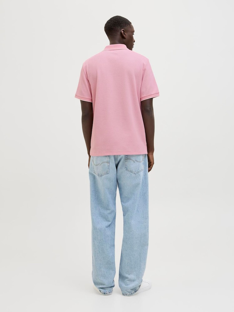 JACK & JONES Purple Waffle Short Sleeve Polo Shirt - Image 2 of 5