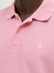 JACK & JONES Purple Waffle Short Sleeve Polo Shirt - Image 4 of 5