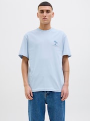 JACK & JONES Blue Palm Tree Back Print Graphic Print T-Shirt - Image 2 of 5