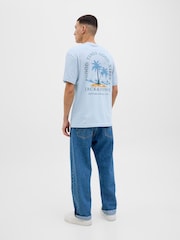 JACK & JONES Blue Palm Tree Back Print Graphic Print T-Shirt - Image 3 of 5