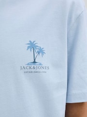 JACK & JONES Blue Palm Tree Back Print Graphic Print T-Shirt - Image 4 of 5