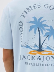 JACK & JONES Blue Palm Tree Back Print Graphic Print T-Shirt - Image 5 of 5