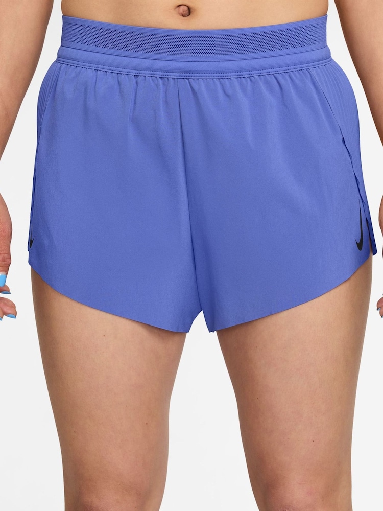 Nike Sapphire Blue AeroSwift Dri-FIT ADV Mid-Rise Brief-Lined 3" Running Shorts - Image 1 of 4 Nike Sapphire Blue AeroSwift Dri-FIT ADV Mid-Rise Brief-Lined 3" Running Shorts - Image 1 of 4