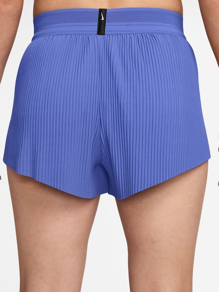 Nike Sapphire Blue AeroSwift Dri-FIT ADV Mid-Rise Brief-Lined 3" Running Shorts - Image 2 of 4 Nike Sapphire Blue AeroSwift Dri-FIT ADV Mid-Rise Brief-Lined 3" Running Shorts - Image 2 of 4