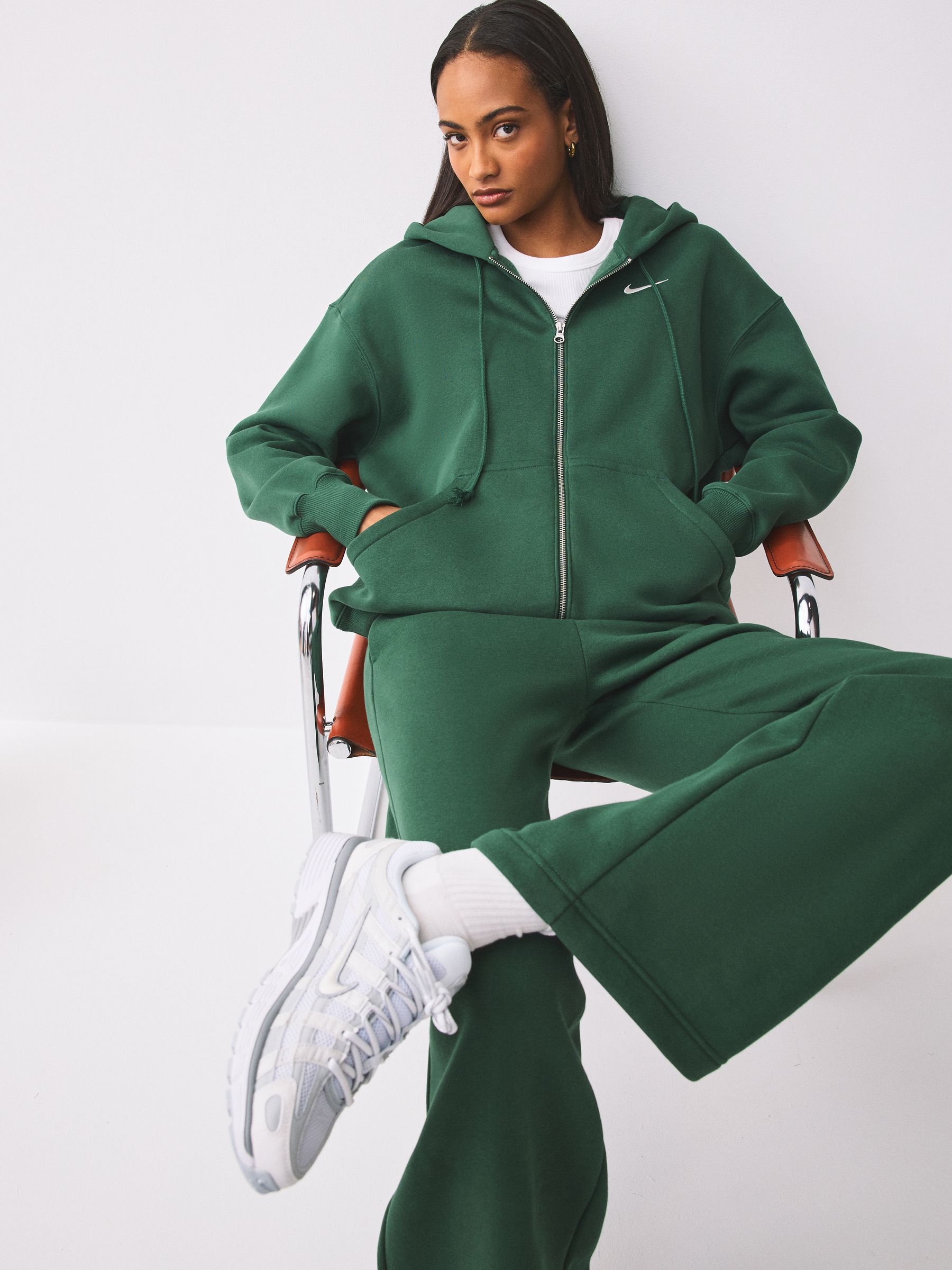 Buy Nike Fir Green Phoenix Fleece Oversized Full-Zip Hoodie from