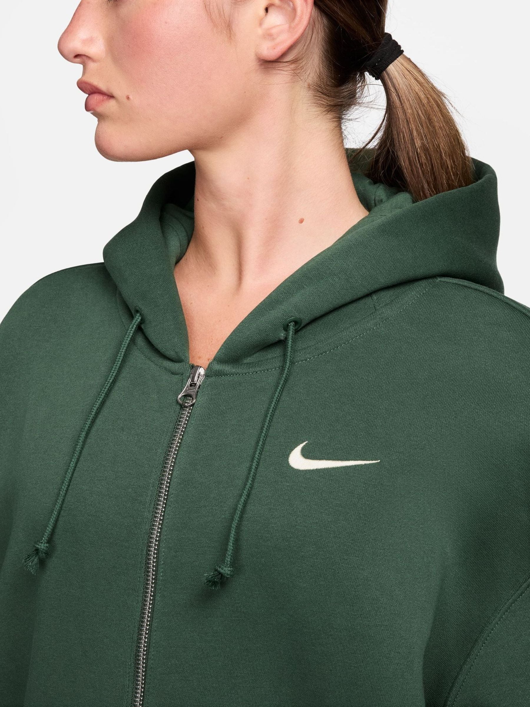 Buy Nike Fir Green Phoenix Fleece Oversized Full-Zip Hoodie from