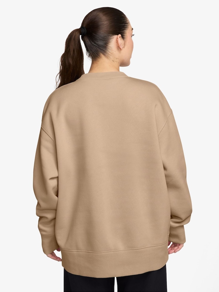 Nike Linen Natural Oversized Fleece Crew Neck Sweatshirt - Image 2 of 3 Nike Linen Natural Oversized Fleece Crew Neck Sweatshirt - Image 2 of 3