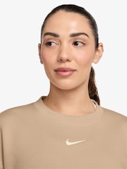 Nike Linen Natural Oversized Fleece Crew Neck Sweatshirt - Image 3 of 3