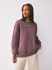 Hnědá s tetováním - Volná flísová mikina Nike s kulatým výstřihem u krku - Obrázek 4 z 12