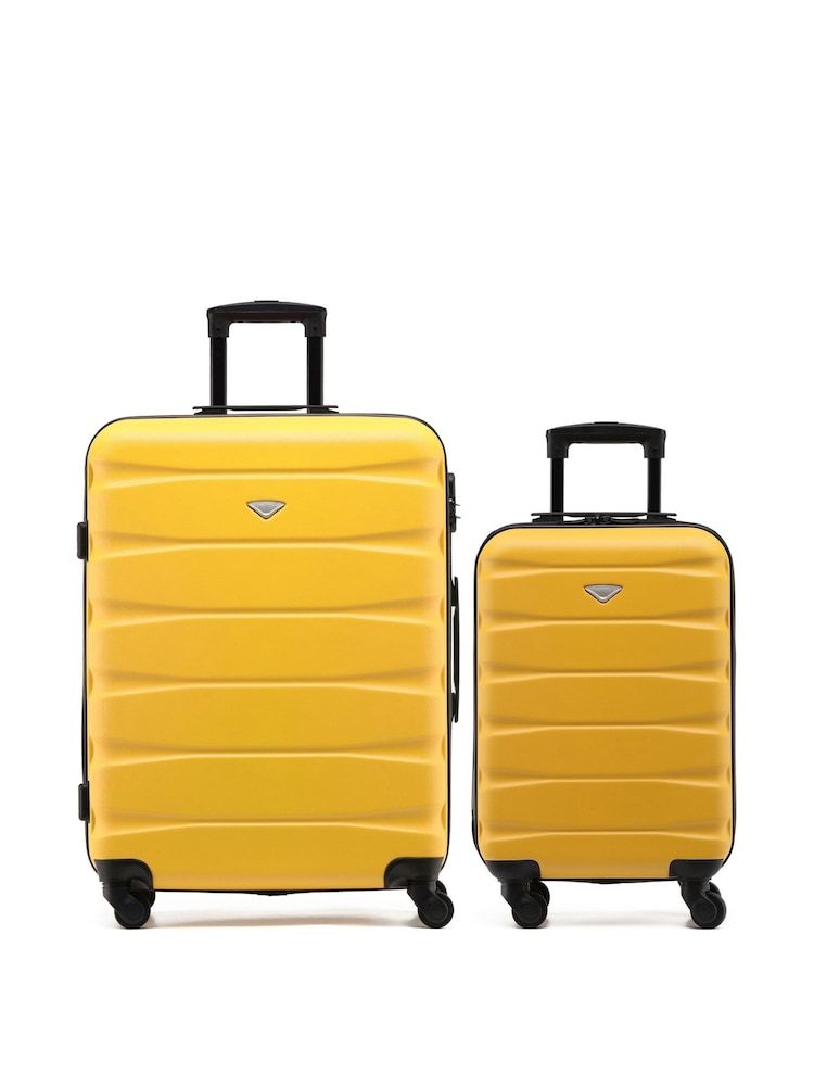 Flight Knight Yellow Medium Check-In & Small Carry-On Hardcase Travel Suitcase Set Of 2 - Image 1 of 8