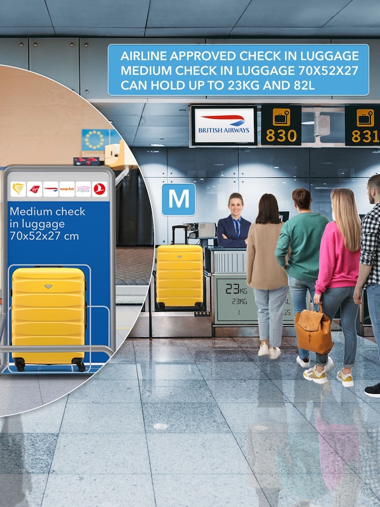 Flight Knight Yellow Medium Check-In & Small Carry-On Hardcase Travel Suitcase Set Of 2 - Image 8 of 8