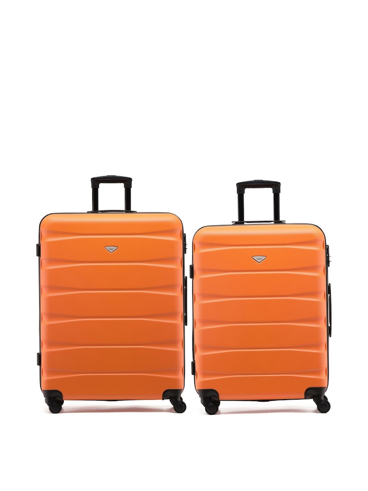 Flight Knight Medium & Large Orange Check-In Hold Luggage Hardcase Travel Suitcases Set Of 2 - Image 1 of 8