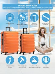 Flight Knight Medium & Large Orange Check-In Hold Luggage Hardcase Travel Suitcases Set Of 2 - Image 2 of 8