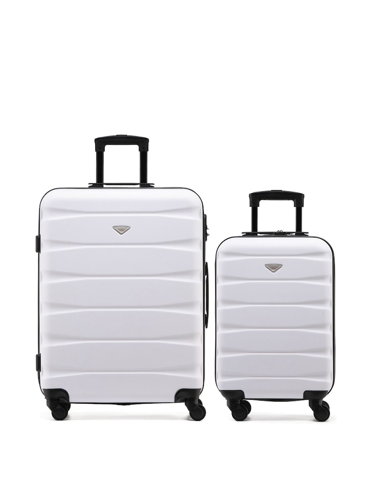 Flight Knight Medium Check-In & Small Carry-On Hardcase Travel White Suitcase Set Of 2 - Imagen 1 de 8