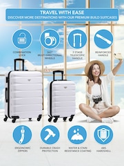 Flight Knight Medium Check-In & Small Carry-On Hardcase Travel White Suitcase Set Of 2 - Imagen 2 de 8