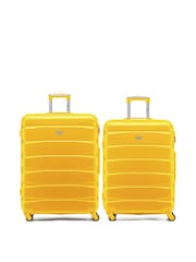 Flight Knight  Medium & Large Yellow Check-In Hold Luggage Hardcase Travel Suitcases Set Of 2 - Image 1 of 8