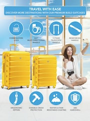 Flight Knight  Medium & Large Yellow Check-In Hold Luggage Hardcase Travel Suitcases Set Of 2 - Image 2 of 8