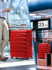Flight Knight Medium and Large Red Check In Hold Luggage Hardcase Travel Suitcases Set Of 2 - Image 2 of 8