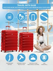 Flight Knight Medium and Large Red Check In Hold Luggage Hardcase Travel Suitcases Set Of 2 - Image 3 of 8