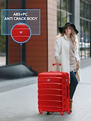 Flight Knight Medium and Large Red Check In Hold Luggage Hardcase Travel Suitcases Set Of 2 - Image 6 of 8