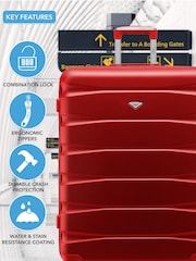 Flight Knight Medium and Large Red Check In Hold Luggage Hardcase Travel Suitcases Set Of 2 - Image 7 of 8