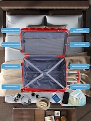 Flight Knight Medium and Large Red Check In Hold Luggage Hardcase Travel Suitcases Set Of 2 - Image 8 of 8