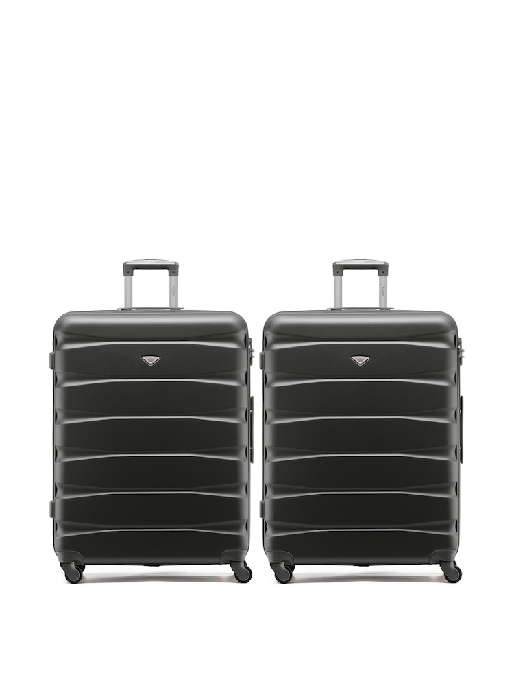 Flight Knight Large Grey Check-In Hold Luggage Hardcase Travel Suitcases Set Of 2 - Image 1 of 8