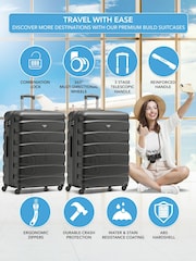 Flight Knight Large Grey Check-In Hold Luggage Hardcase Travel Suitcases Set Of 2 - Image 2 of 8