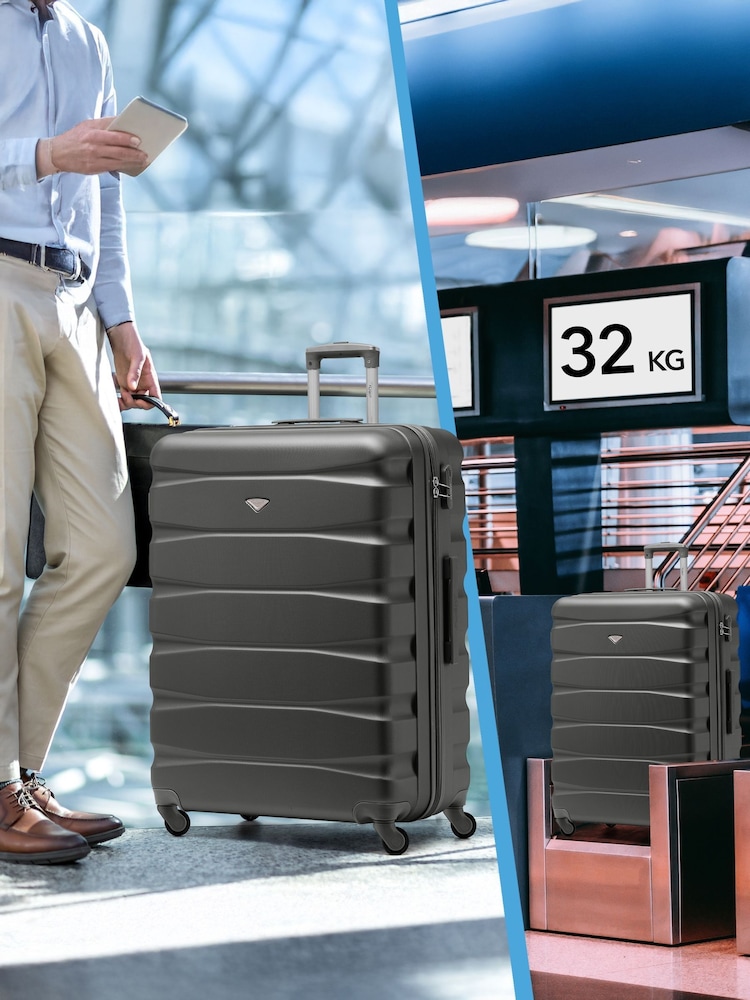 Flight Knight Large Grey Check-In Hold Luggage Hardcase Travel Suitcases Set Of 2 - Image 8 of 8