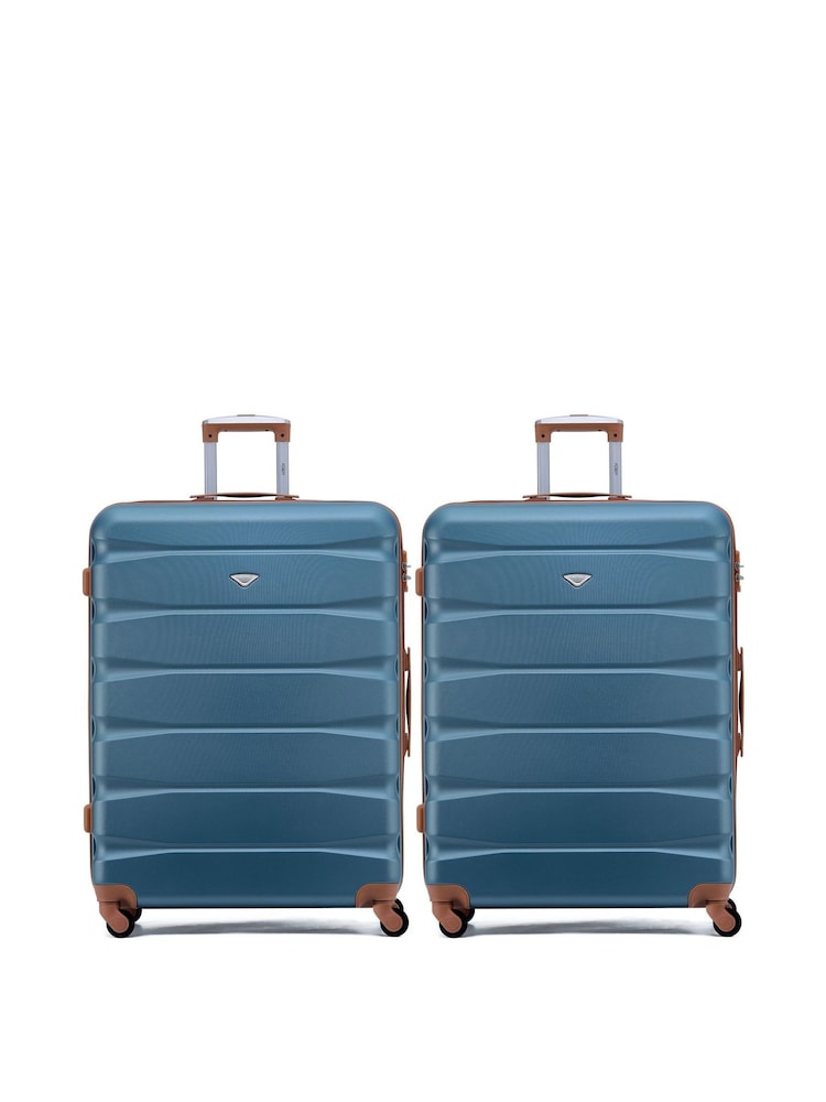 Flight Knight Large Blue Check-In Hold Luggage Hardcase Travel Suitcases Set Of 2 - Image 1 of 8