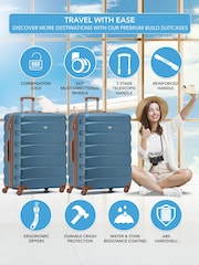 Flight Knight Large Blue Check-In Hold Luggage Hardcase Travel Suitcases Set Of 2 - Image 2 of 8