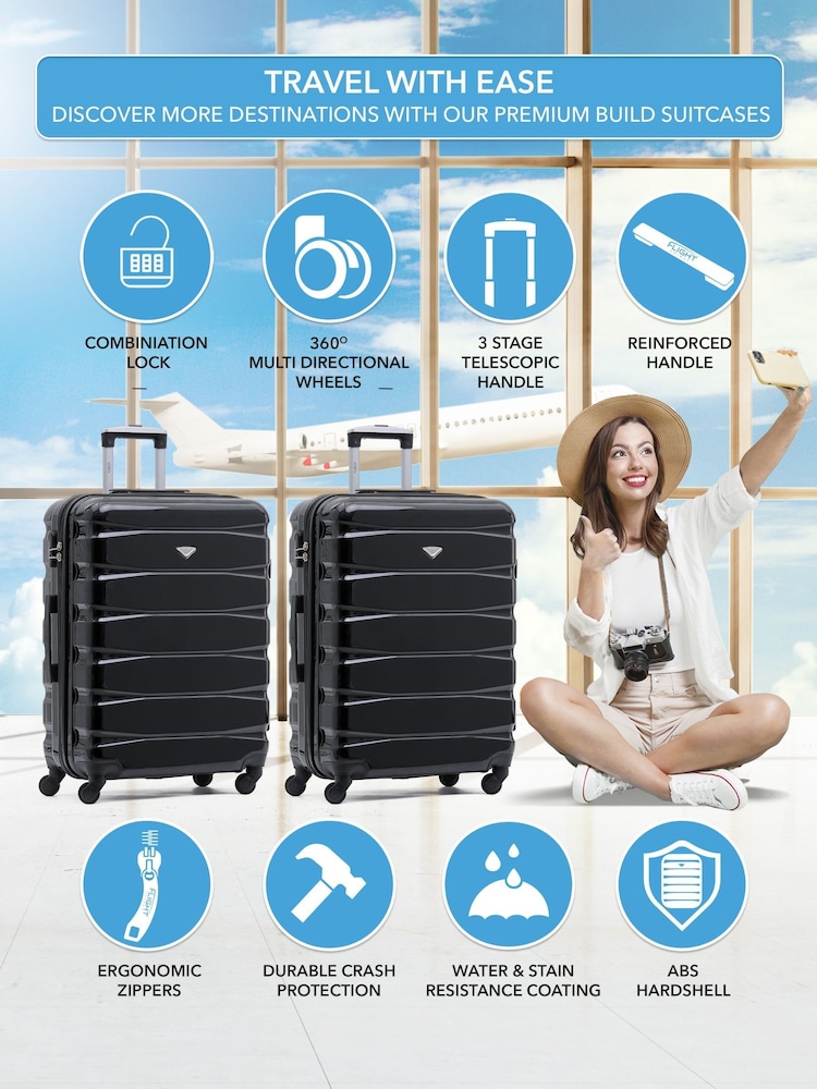 Flight Knight  Medium Check-In Hold Luggage Hardcase Travel Suitcases Set Of 2 - Image 2 of 8