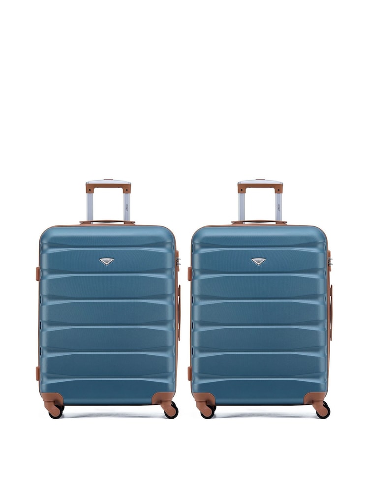 Flight Knight Medium Blue Check-In Hold Luggage Hardcase Travel Suitcases Set Of 2 - Image 1 of 8