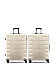 Flight Knight Large Cream Check-In Hold Luggage Hardcase Travel Suitcases Set Of 2 - Imagen 1 de 8
