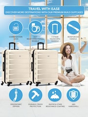 Flight Knight Large Cream Check-In Hold Luggage Hardcase Travel Suitcases Set Of 2 - Imagen 2 de 8