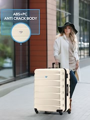 Flight Knight Large Cream Check-In Hold Luggage Hardcase Travel Suitcases Set Of 2 - Imagen 5 de 8
