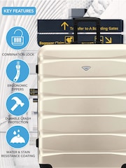 Flight Knight Large Cream Check-In Hold Luggage Hardcase Travel Suitcases Set Of 2 - Imagen 6 de 8