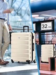 Flight Knight Large Cream Check-In Hold Luggage Hardcase Travel Suitcases Set Of 2 - Imagen 8 de 8