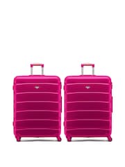 Flight Knight Large Pink Check-In Hold Luggage Hardcase Travel Suitcases Set Of 2 - Image 1 of 8