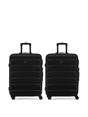 Flight Knight Medium Check-In Hold Luggage Hardcase Travel Black Suitcases Set Of 2 - Image 1 of 8