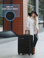 Flight Knight Medium Check-In Hold Luggage Hardcase Travel Black Suitcases Set Of 2 - Image 5 of 8